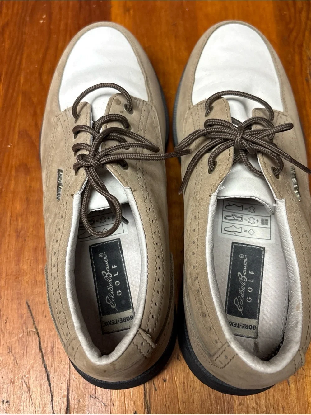 Eddie Bauer Two-Tone Tan and White Boat Shoes